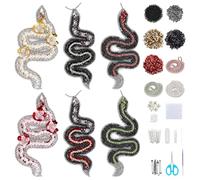 WEBEEDY 6 Styles DIY Snake Beaded Patch Kit Colorful Bead Embroidery Kit Brooch Pin Hair Barrette Making kit Handmade Sequin Rhinestones Patches Sew on DIY Decorative Patches for Clothes Shoes Bags