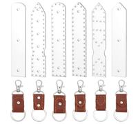 WEBEEDY 6 Styles Leather Keychain Acrylic Template Clear Keychain Pattern Stencil Adults Beginners Reusable Leather Template for Handmade Keychains Leathercraft DIY Tool (10x2cm)