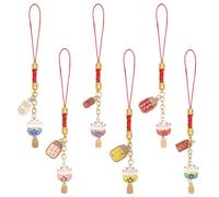 WEBEEDY 6 Styles Lucky Cat Keychains Maneki Neko Fortune Charm Pendants with Metal Tags and Rope Japanese Wealth Health Cat Decoration for Bags Backpacks Wallet Mobile Phones Hanging Ornament,4.9 Inch