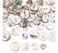 WEBEEDY 60 Pcs Nature Abalone Shell Buttons 2 Holes Sewing Buttons 20/18/15/12.5cm Round Seashell Buttons Craft for Shirt Jeans Jacket Sweater Coat Buttons Replacement DIY Sewing Crafts