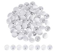 WEBEEDY 60 Pcs Sewing Buttons Satin Fabric Covered Buttons 12.5mm White Round Metal Shank Button for DIY Sewing Crafting Garment Making Wedding Dress Suit Home Decor Decoration