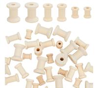 WEBEEDY 60 Pcs Wooden Spools 1.7/2.7/2.9cm Empty Wood Thread Spool for Crafting & DIY Projects Unfinished Small Wooden Bulk for Sewing Embroidery Jewelry Making Chain Wrapping
