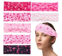 WEBEEDY 7 Styles Breast Cancer Awareness Headbands Pink Ribbon Headbands for Women, Breast Cancer Awareness Hair Accessories Wide Elastic Hair Bands for Yoge Running Sports Meaningful Gifts