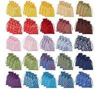 WEBEEDY 75 Pcs 25 Styles Chinese Silk Jewelry Pouch Bag Brocade Embroidered Drawstring Bag Satin Jewelry Pouches Bulk Small Organizer Gift Bags for Wedding Keepsake Decoration