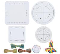 WEBEEDY 8 Pcs Kumihimo Bracelet Kit with 4 Styles Square & Round Braiding Disks, 3 Colors Thread Cords and Tools for Adults Beginners, DIY Kumihimo Kit for Beading & Bracelet Making Weaving Craft