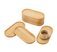 WEBEEDY 8 Pcs Mosaic Bamboo Coasters for Crafts Oval Blank Base Serving Trays Drink Coasters for DIY Mosaic Crafts Home Kitchen Table Decor Art Plate and Plant Coaster Gift, 16.8x8 cm