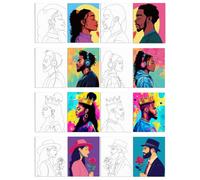 WEBEEDY 8 Pcs Pre Drawn Canvas Painting Kit, Valentine Couples Canvas Art and Craft Kit Paint and Sip Couples Painting Kit Date Night, Picnic Date, Valentine's Day Gift, Adult Date Night, 20x25cm