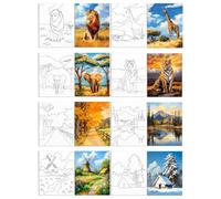 WEBEEDY 8 Pcs Pre Drawn Canvas Set for Adults,8 x 10 Inch Canvas Painting Kits Pre Stretched Canvas for Adult Beginner Date Night Sip and Paint Supplies Christmas Birthday Gifts(Animals & Scenery)