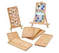 WEBEEDY 8 Pcs Rectangle Bamboo Coasters for Mosaic Craft,DIY Blank Base Trays Drinking Cup Coaster with Edges for Tabletop Planters Protection Home Decor Serving Tray(17.5 x 8.8cm)