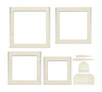 WEBEEDY 8 Pcs Wooden Square Weaving Loom Kit for Adults Beginners, 4 Sizes Small Wood Loom with 2 Wood Needles & 2 Combs for Home Knitting Projects Weaving Art Making Decor