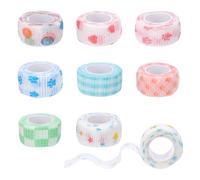 WEBEEDY 8 Roll Thimble Tape for Hand Sewing 2.5 cm Wide Cotton Colorful Self Adhesive Finger Protector Bandage with Hearts Stars Paw Prints Polka Dots, Plaid for DIY Crafting Quilting Embroidery