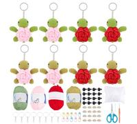 WEBEEDY 8 Sets Crocheting Animals Kits for Beginners, Rose Turtle Keychain Crochet Kit Include Easy Knitting Yarn,Instruction,Hook for Adults Valentine's Day Anniversary Handmade Gift