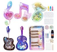 WEBEEDY 8 Sets Music Resin Molds Silicone Kit for Keychains 6 Styles Musical Notes Instruments Resin Casting Molds Resin Jewelry Making Kit with Instruction for Beginner DIY Keychain Charm Crafts