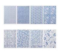 WEBEEDY 8 Styles Flower Ceramic Clay Transfer Paper Chinese White and Blue Water Slide Underglaze Transfers Decals for Pottery Art,Flower Porcelain Decal for Pottery Overglaze Enamel,37x52cm