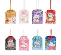 WEBEEDY 8 Styles Japanese Lucky Cat Amulet Japanese Omamori Charms Good Luck Hanging Sachet Handmade Traditional Japanese Charms Pendant for Study Success Traffic Safety Wealth(Assorted Color)