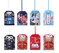 WEBEEDY 8 Styles Japanese Omamori Amulet Good Luck Hanging Sachet Charms | Lucky Charms, for Blessing Success Health Fortune Wealth, for Car Bag Purse Hanging Ornaments Gift, 4x6cm