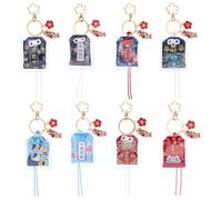 WEBEEDY 8 Styles Japanese Omamori Amulets Keychains Good Lucky Amulets Keychains with and Cherry Blossom Pendant Japanese Hanging Charms for Blessing Health Fortune Wealth Success Traffic Safety