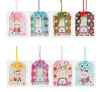 WEBEEDY 8 Styles Japanese Pig Amulet Japanese Omamori Charms Good Luck Hanging Sachet Handmade traditional Japanese Charms Pendant for Study Love Success Traffic Safety Wealth(Assorted Color)