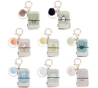 WEBEEDY 8 Styles Mini Tiny Journal Notebook Leather Keychain Diary Multicolor Pocket Planner for Travelers Office Use Christmas Unique Gifts Accessories, 1.4x2 Inch/3.5x5.2 cm