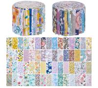 WEBEEDY 80 Pcs Cotton Jelly Roll Fabric Strips for Quilting, Soft Floral Prints Quilting Strips Bundles Precuts Cloth Quilts Strip for Crafting Sewing Patchwork DIY Crafts, 50x6.5 cm