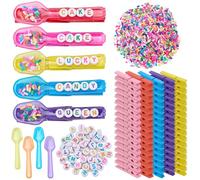 WEBEEDY 80 Sets DIY Spoon Cheer Pins for Backpacks Include 80 Wooden Spirit Clips, 80 Mini Spoon Decoration, 80 Letter Beads & Candy Decor for Team Spirit Cheerleading Decor Team Cheer Gift Bulk