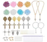 WEBEEDY 894 Pcs Catholic Rosary Making Kit with 6 Colors Glass Beads, Cross, Jesus Charms and Accessories, Rosary Prayer Making Supplies First Communion Necklace Set for Baptism Religious Gifts