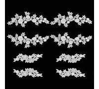 WEBEEDY 8PCS White Flowers Patches Garment Applique Sew on Embroidery Appliques Trims Embellishment Decoration for DIY Wedding Dress Costume Art Craft Projects