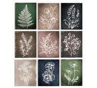 WEBEEDY 9 Pcs Vintage Floral Wall Art Prints Flower Plants Prints Poster Canvas Wall Art Vintage Botanical Prints for Living Room Bedroom Office Home Decoration, 20x25cm Unframed