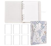 WEBEEDY A5 Binder Flower Embroidered Notebook 6"x8" Refillable Hardcover Notebook Journal with Floral Cover, 90 Blank Paper, 6 Zipper Pockets for Women Planner Binder Painting & Writing Elegant Gift