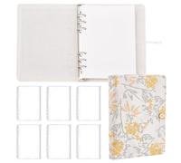 WEBEEDY A5 Binder Journal Flower Embroidered Refillable Notebook 6"x8" Travel Journal with Floral Cover, 90 Blank Paper, 6 Zipper Pockets for Women Planner Binder Painting & Writing Elegant Gift
