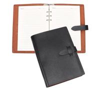WEBEEDY A5 Leather Refillable 6-Ring Binder Notebook Planner Black Journal Organizer with 146 Pages for Journal Travel Office Daily Use Christmas Birthday Gift (16x23x2.8 cm)