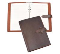 WEBEEDY A5 Leather Refillable 6-Ring Binder Notebook Planner Journal Organizer with 73 Pages for Journal Travel Office Business Use Christmas Birthday Gift, Brown (16x23x2.8 cm)