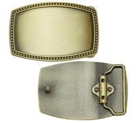 WEBEEDY Antique Brass DIY Blank Belt Buckle Vintage Style Blank Custom Belt Buckle Replacement for Women Men Custom Engraving, Leather Craft & Belts Making, Fits 1-1/2"(38mm) Belt Strap