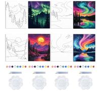 WEBEEDY Aurora Scenery Pre Drawn for Painting Sip and Paint Kit Pre Drawn Painting Canvas for Birthday Party, Mother's Day Gifts, DIY Painting, Painting Enthusiasts, Couples Date Night, 203x245mm