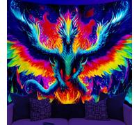 WEBEEDY Blacklight Dragon Tapestry UV Reactive Black Light Posters Cool Evil-Dragon Wall Hanging Backdrop Poster for for Dorm Living Room Home Photo Shoot Prop Halloween Christmas Party(150x130cm)