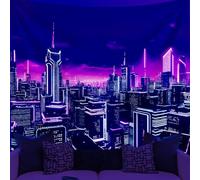 WEBEEDY Blacklight Punk Tapestry Futuristic City Tapestry UV Reactive Neon Wall Tapestries Anime Room Decor Tapestries Aesthetics for Bedroom Living Room Backdrop Party Decor, 150x130cm
