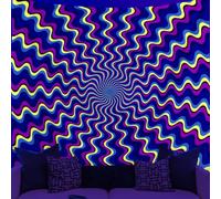WEBEEDY Blacklight Trippy Tapestry Wall Hanging Psychedelic Lines UV Tapestry Boho Aesthetics Blacklight Posters Abstract Backdrop Wall Art for Bedroom Living Room Party Backdrop Photo, 150x130cm