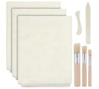WEBEEDY Book Binding Cloth Kit, 3PCS Book Cloth 92x100cm White Repair Fabric Cloth 2 Pieces Bone Folder Paper Creaser and 3pcs Brushes for Repairing Binding of Old Books Back to School Supplies