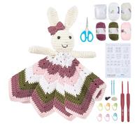 WEBEEDY Bunny Crochet Blanket Kit for Beginners,Easter Rabbit Crochet Set Include Yarn,Video Tutorials and Crochet Hook for Adults,Animal Blanket Crochet Starter Kit for Knitting Easter Decor Gifts