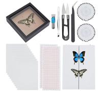 WEBEEDY Butterfly Insect Specimen Tools Kit with EVA Foam Pinning Board, 10 Wings Pressing Papers, Insects Pins, Wood Display Case, Tools, Complete Entomology Insect Pinning Kit for Beginner & Biology