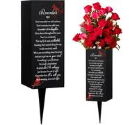 WEBEEDY Cardinal Memorial Grave Vases with Spike Metal Cemetery Flower Holder, Remember Me Grave Decorations for Cemetery Garden Yard, Sympathy Condolences gift for Loss of Loved One, 1 Pc, 8x20cm