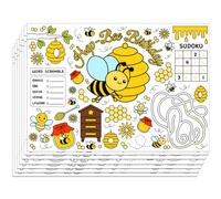 WEBEEDY Cartoon Birthday DIY Coloring Placemats 30 Pack Adorable Bee Theme Colouring Table Cloth Sheets Paper Mat Dining Table Placemat for Birthday Christmas Restaurants Tea Party Supplies, 40x28 cm