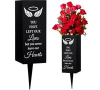 WEBEEDY Cemetery Decorations for Grave Angel Wings Grave Vases with Spike Memorial Cemetery Flower Holder Memorial Vases for Graves Outdoor Yard Sympathy Gift for Loss of Loved Ones, 8x20cm