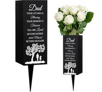 WEBEEDY Cemetery Vases for Grave Dad Memorial Gift Grave Vases with Spike Tree Cemetery Decorations for Graves Sympathy Gift for Loss of Father Happy Heavenly Birthday, Memorial Day, 8x20cm, 1 Pcs