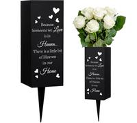 WEBEEDY Cemetery Vases for Graves with Spikes Metal Memorial Vases for Graves Heart Pattern Black Cemetery Memory Sign Grave Flower Holder with Drainage Holes Graveyard Remembrance Decorations,8x20 cm