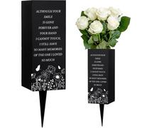 WEBEEDY Cemetery Vases Grave Flower Holder with Spikes Flower Pattern Memorial Vases Cemetery Decorations for Graves Yard Garden, Sympathy Memorial Gift for Loss of Loved One (Smile), 8x20cm, 1 Pcs