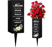 WEBEEDY Cemetery Vases Mom Grave Vases with Spike Mother Memorial Gift Cemetery Flower Holder, Butterfly Flower Grave Ornaments Sympathy Gift for Loss of Mom Happy Heavenly Birthday, 8x20cm, 1 Pc