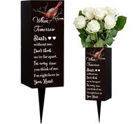 WEBEEDY Cemetery Vases with Spike for Grave, Metal Gravesite Cardinal Flower Holder for Cemetery Decorations Memorial Day Sympathy Funeral Gift for Loved Ones, 8x20cm, 1pc