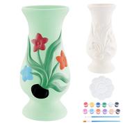 WEBEEDY Ceramic Flower Vase Painting Kit for Adults Beginner, 8.1x19.1 cm Paint Your Own Relief Pottery Vases Porcelain Vase Decorating Kit for Desk DIY Activity Christmas Birthday Gift