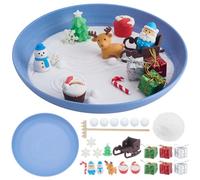WEBEEDY Christmas Mini Zen Garden Kit for Desk Decor, DIY Desktop Santa Sand Art Decor Complete Meditation Therapy Tray Set for Office Home Christmas Winter Fairy Garden Holiday Decor Gifts
